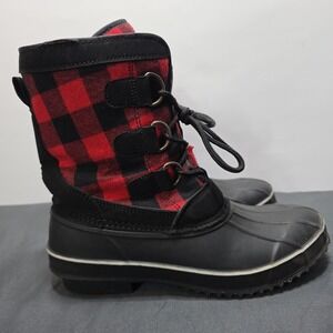 Lincoln Outfitters Rex Plaid And Rubber Duck Snow Boots Women's US Size 8